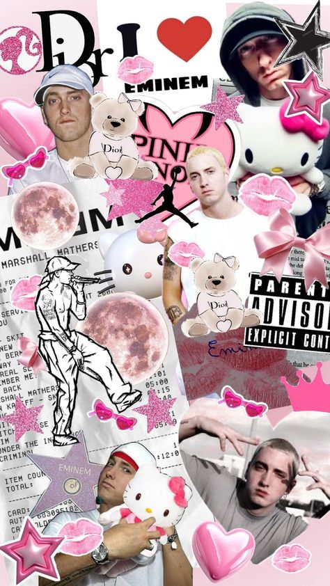 Eminem Poster, Eminem Funny, Eminem Wallpapers, Pink Wallpaper Hello Kitty, Eminem Slim Shady, Marshall Mathers, Hello Kit, Slim Shady, Wallpaper Iphone Cute