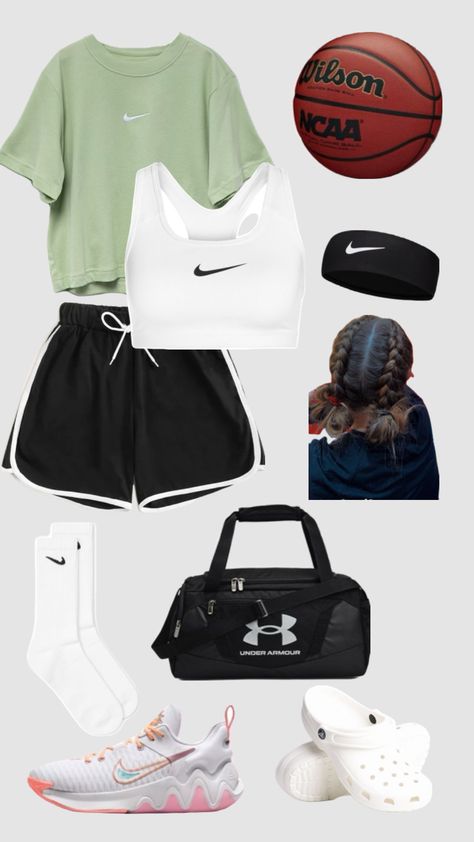 #outfitinspo #basketball #nike #shoes #hair #sports #crocs Basketball Outfits, Basketball Outfit, Hair Sports, Basketball Nike, Girls Basketball, Nike Shoes, Basketball, Nike, Sports