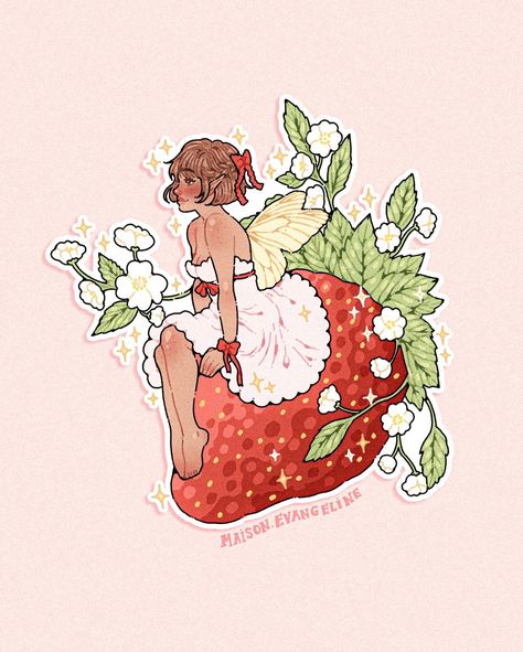 Strawberry Fairy, Portfolio Inspiration, Art Portfolio, Drawing Techniques, Drawing Ideas, Art Style, Cute Art, Character Design, Portfolio