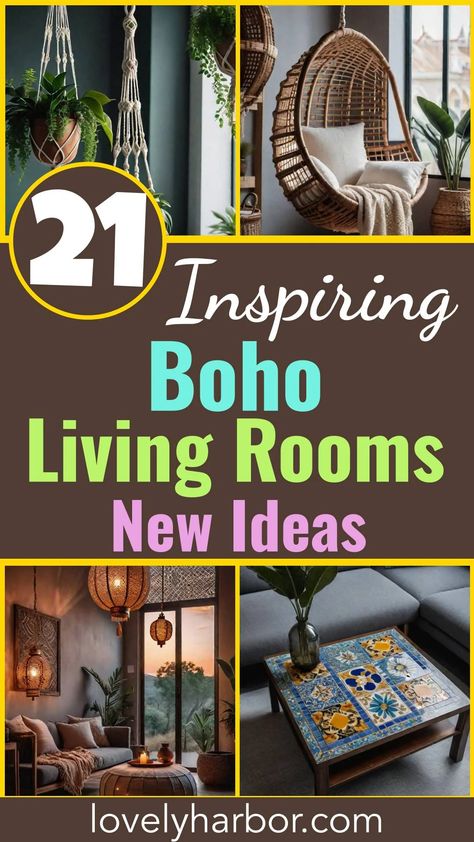 21 Inspiring Boho Living Room Ideas for 2024 2 Boho Living Room Ideas, Bohemian Living Room Decor, Modern Boho Living Room, Boho Chic Living Room, Bohemian Living Rooms, Bohemian Theme, Macrame Plant Holder, Living Room Decor Ideas, Bohemian Living