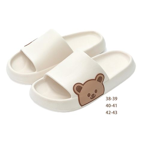 Soft Bottom Home Slippers Fashion Slides for Indoor Outdoor Bathroom Hotel Description: Comfortable Home Slippers: The slippers are made of premium EVA, soft and comfortable. Anti Slip Slippers: Non slip texture of sole, wear resistant and anti slip. Bear Slippers: There is also with printed bear, adorable and charming. Suitable For: This casual slippers are suitable for summer, pool, beach, etc. Great Gift: The summer slippers are perfect gifts for families, friends. Specification: Material: EV Cute Home Slippers, Bathroom Slippers For Women, Trendy Slippers For Women, Sandal Cute, Aesthetic Slippers, Bath Slippers, Summer Slippers Sandals, Gifts For Families, Bear Shoes