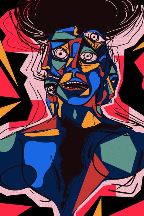 Manic psychosis Manic Artwork, Neurodiverse Art, Psychological Illustration, Art Psychology, Mental Disorder, Borderline Personality, Psy Art, Dissociation, A Level Art