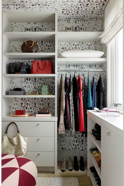 Mezzanine Closet, Closet Wallpaper, Home Office Closet, Custom Closet Design, Dream Closet Design, Closet Office, Wallpaper Ceiling, Closet Renovation, Closet Layout