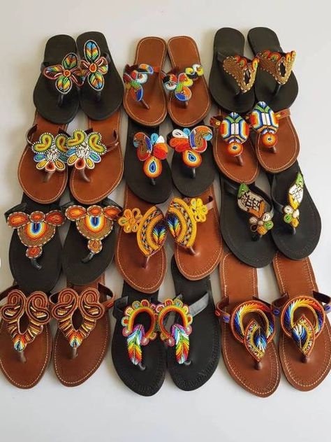 Wholesale wholesale 12 handmade beaded masaai maasai Masai leather slippers with free shipping world wide by Delightmerchants on Etsy African Sandals, African Shoes, Afrocentric Fashion, Waist Jewelry, Beaded Shoes, Sandals Resorts, Handmade Leather Bracelets, African Earrings, Themed Events