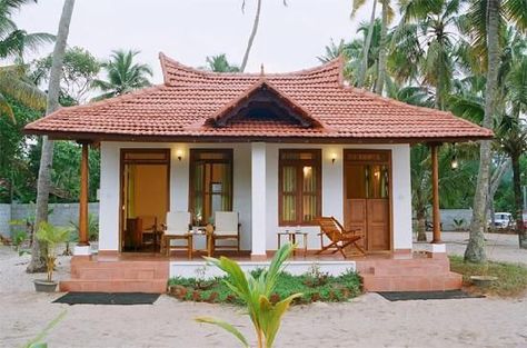 Playhouse Designs and Ideas: Big Dreams for Small Houses: A stone facade and white trim accent architectural details of this California-style beach cottage playhouse. Description from pinterest.com. I searched for this on bing.com/images Beach Cottage House Plans, Kerala Traditional House, Small Beach Houses, Beach House Plans, Kerala House Design, Kerala Houses, House Plan Gallery, Layout Architecture, Traditional House Plans