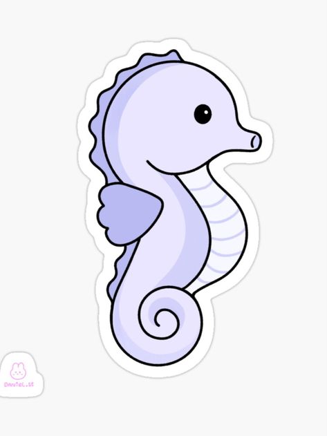 Kawaii Seahorse, Water Animals Drawing, Seahorse Sticker, Cute Fish Drawing, Horse Doodle, Kawaii Fish, Seahorse Drawing, Ocean Stickers, Cute Animal Stickers