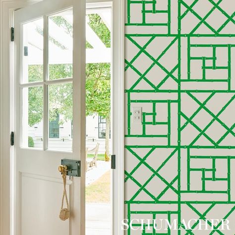 Trellis - Safari Green Wallpapers | Schumacher Hollywood Regency Wallpaper, Green Wallpapers, Safari Green, Trellis Wallpaper, Hospitality Projects, Wallpaper Rolls, Home Building Design, Green Wallpaper, Hollywood Regency