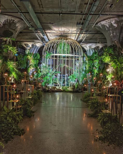 Rebecca Chan Weddings & Events on Instagram: “Lush jungle meets industrial museum. Just had to post this teaser from a recent wedding because we were crazy about it 😍 Yes, this was a…” Disco Safari Party, Classy Jungle Theme Party, Elegant Jungle Disco Wedding, Gaggan Restaurant, Jungle Theme Wedding, Jungle Wedding Theme, Disco Jungle, Deb Ball, Industrial Museum