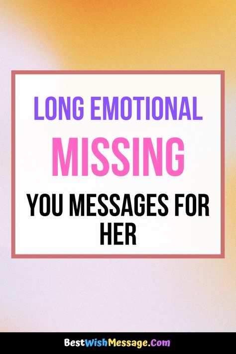 Sometimes a simple "I miss you" isn't enough. Use these deeply emotional messages to show her how much she means to you. Perfect for long-distance relationships. 🌷 #LongDistanceRelationship #EmotionalMessages #LoveQuotes #MissingHer #HeartfeltMessages Long Distance Relationship Message, Secret Love Messages, I Miss You Messages, I Miss You Text, Message For Her, Miss You Text, Miss You Message, Emotional Messages, Love Messages For Her