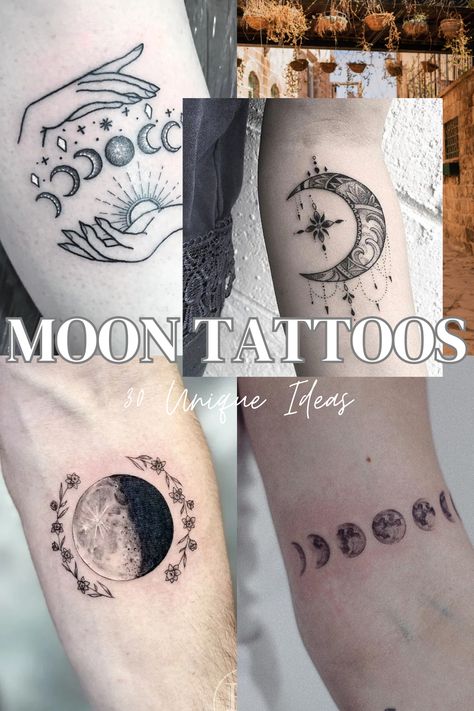 From Crescent to Full: 30 Creative Moon Tattoo Ideas for Lunar Enthusiasts Crescent Moon And Sun Tattoo Design, September Moon Tattoo, Celestial Tattoo Ideas Sleeve, Celestial Arm Sleeve Tattoo, Birth Moon Tattoo, Crescent Moon And Flower Tattoo, Women Moon Tattoo, Wanning Crescent Moon Tattoo, Witchy Arm Sleeve Tattoo