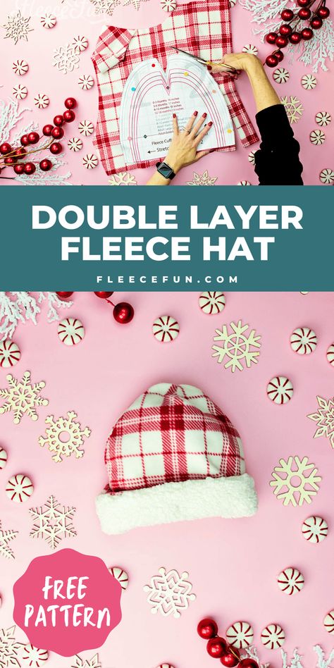 Winter Hat Sewing Pattern, Fleece Sewing, Fleece Hat Pattern, Fleece Sewing Projects, Fleece Crafts, Fur Mittens, Fleece Projects, Hat Sewing, Sewing Hats