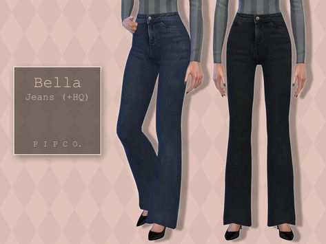 Sims 4 Bootcut Jeans, Sims 4 Cc Pants Female, Cc Jeans, Simple Swimsuit, Sims 4 Piercings, Alpha Cc, Cc Sims4, Cold Weather Outfit, Sims 4 Teen