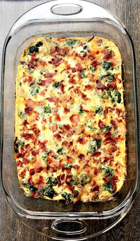 Slow Cooker Recipes Keto, Low Carb Make Ahead Breakfast, Keto Breakfast Casserole Recipes, Egg And Spinach Breakfast, Spinach Breakfast Casserole, Egg And Spinach, Keto Breakfast Casserole, Keto Brunch, Low Carb Breakfast Casserole