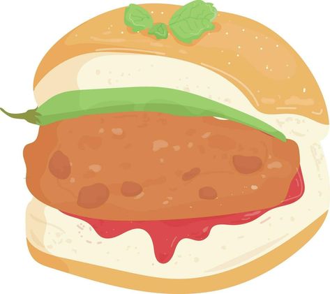 Vada pav indian food illustration Vadapav Illustration, Vada Pav Illustration, Indian Food Illustration, Cute Food Art, Food Illustration, Food Illustrations, Indian Food, Cute Food, Indian Food Recipes