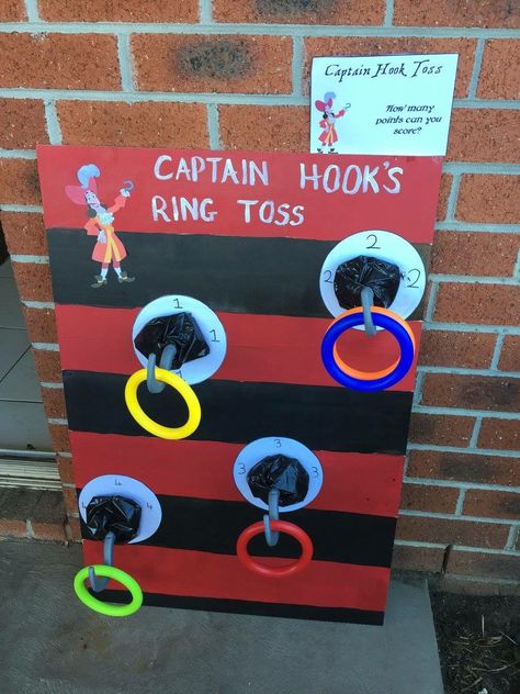 Pirate party activities Captain Hook ring toss Pirate Hook, Ring Toss Game, Ring Toss, Party Rings, 6th Birthday Parties, Pirate Party, Captain Hook, Party Activities, Class Ideas