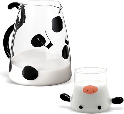 Immerse yourself in a barnyard fantasy with the Cow Themed Party & Moo Milk Cafe Glass Pitcher & Cup Quench your thirst stylishly with the pitcher's 18.6 oz capacity, while the cup doubles as a lid Add a whimsical touch to your cow themed birthday party with this cute pitcher Use it as a cow creamer, milk glass pitcher, or a simple water jug - the possibilities are endless Let your love for cows show with this pitcher designed with a unique cow pattern Gift it to your friends, famil... Cow Themed Party, Lemonade Juice, Glass Water Pitcher, Bedside Water Carafe, Milk Cafe, Glass Water Jug, Bedside Carafe, Carafe Set, Tea Lemonade