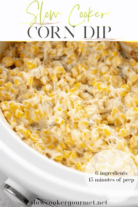 This easy Slow Cooker Corn Dip makes the perfect appetizer or side dish for any occasion! Creamy and flavorful with a hint of jalapeño, this dip magically disappears every time I make it! Slow Cooker Corn Dip Recipe, Corn Dip With Cream Cheese Crock Pot, Corn Dip In Crockpot, Hot Corn Dip Crockpot, Crockpot Corn Dip With Cream Cheese, Corn Dip Crockpot Recipes, Crock Pot Corn Dip, Slow Cooker Corn Dip, Crockpot Corn Dip