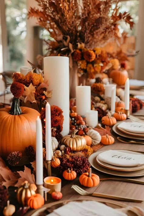 #thanksgivingdecor #diyideas #falldecor #tablescape #thanksgivingtable #homedecor #autumndecor #fallfeast #craftideas #thanksgivingcenterpiece Fall Themed Wedding Bouquets, Fall Wedding Centerpieces Rustic Table Decorations White Pumpkins Wedding, Autumn Cakes Ideas, Fall Wedding Reception Ideas Indoor, Fall Wedding Pumpkins, November Wedding Ideas, Pumpkin Wedding Decor, October Bride, Classy Halloween Wedding