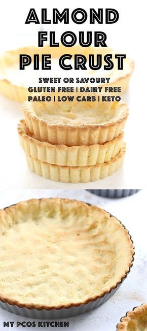 Low Carb Keto Almond Flour Pie Crust - My PCOS Kitchen - A delicious gluten free pie crust that can also be made dairy free and paleo. For quiche Almond Flour Pie Crust, Gluten Free Pie Crust, Keto Kitchen, Low Carb Brownies, Gluten Free Pie, Pie Crusts, Almond Flour Recipes, Low Carb Baking, Keto Paleo