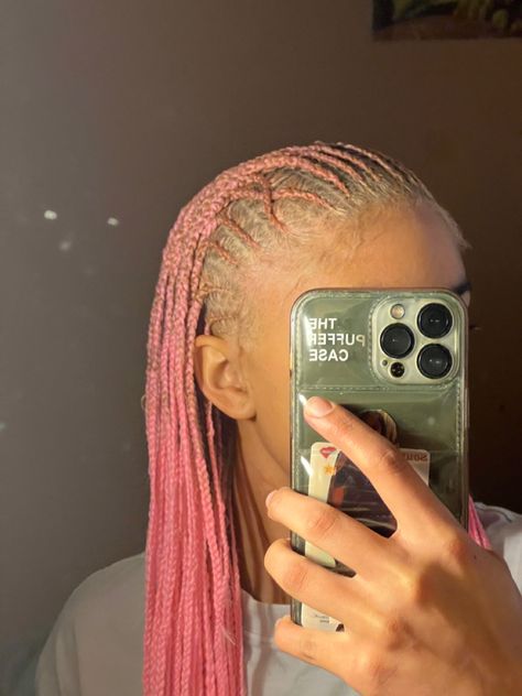 Pink fulani braids, natural hairstyles, curly hairstyles, pink hair, gulani braids #protectivestyles #fulani #pinkhair #naturalhairstyles #naturalhaircare #braidstyles #braids #braidedhairstylesforblackwomen #cornrows #hairstyles #hairideas #haircolor Pink Fulani Braids, Color Braids, Braids Natural, Cornrows Hairstyles, Fulani Braids, Natural Haircare, Hairstyles Curly, Braided Hairstyles For Black Women, Wig Making