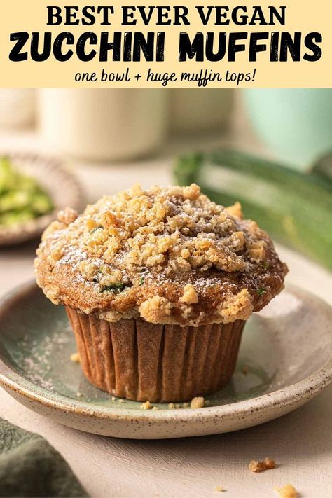 Wholesome vegan zucchini muffins that are moist, fluffy and easy to make! These muffins come together in one bowl using common pantry ingredients. Sugar Free Dessert Recipes, Rainbow Nourishments, Vegan Zucchini Muffins, Vegan Zucchini Recipes, Gluten Free Dessert Recipes, Vegan Muffin, Banana Zucchini Muffins, Vegan Zucchini Bread, Vegan Lemon Cake