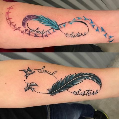 ▷ 1001 + ideas for best friend tattoos to celebrate your friendship with Expressive Tattoos, Tattoo With Heart, Sister Tattoo Infinity, Soul Sister Tattoos, Cute Best Friend Tattoos, Feather Tattoo Meaning, Matching Friend Tattoos, Cute Matching Tattoos, Tattoo Placements