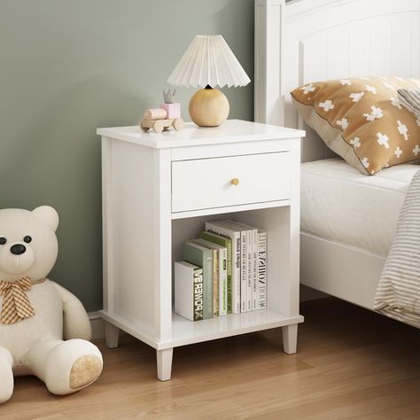 The unique design of this bedside table has a stylish and modern aesthetic that can easily blend into any home decor, perfect for your bedroom and living room. The drawer and shelf are convenient and can be used to place items such as air conditioner remote controls, magazines, etc. for easy access, keeping your room tidy. It can be used as a bedside table in the bedroom, or as a side table in the living room, where you can place afternoon tea such as coffee, drinks, desserts, etc. This bedside table is made of high-quality materials and a sturdy frame, ensuring stability and durability for years of use. Our package includes a detailed DIY installation manual to provide a worry-free assembly experience. Colorful Nightstand, Pink Bedside Tables, White Night Stand, Bedside Table Styling, Teepee Bed, Bedroom Storage Cabinets, Storage Cabinet With Drawers, End Tables With Drawers, Kids Nightstand