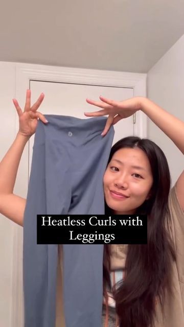 Heatless Curls Overnight Leggings Tutorial, Legging Overnight Curls, Heatless Curls Overnight With Leggings, Heatless Curls Leggings Tutorial, Legging Curls Overnight Tutorial, Leggings Curls Tutorial, How To Do Heatless Curls With Leggings, Curl Hair With Leggings, Legging Hair Curls