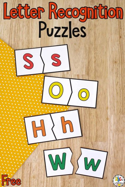 These free printable Letter Recognition Puzzles are a fun, hands-on way for pre-readers to practice matching capital and lowercase letters. Letter Formation Cards Free Printable, Upper Lowercase Letter Matching, Upper And Lowercase Letter Match Free Printable, Alphabet Upper And Lower Case Printable, Letter Recognition Activities At Home, Matching Upper And Lower Case Letters Free Printable, Match Capital To Small Letters, Abc Matching Free Printables, Learning Letters Activities