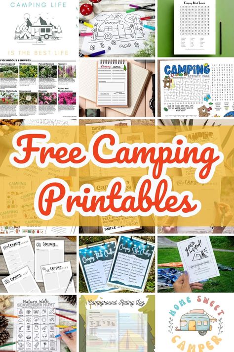 Free Printable Camping Signs, Activities and Games Camping Themed Reading Activities, Camp Themed Games For Kids, Free Printable Camping Games, Camping Charades Free Printable, Camping Bingo Free Printable, Camping Templates Free Printables, Camping Signs Diy Free Printable, Kids Camp Party, Spy Camp