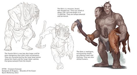 Ettin-BrynnMetheney Brynn Metheney, Rpg Creatures, Random Encounters, Dnd Creatures, Monster Manual, Warhammer Fantasy Roleplay, Dragons 5e, Mythical Monsters, Dungeons And Dragons 5e