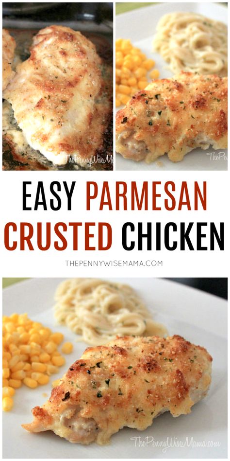 Simple Chicken Parmesan Recipe, Parmesan Crusted Chicken Breast, Easy Parmesan Crusted Chicken, Baked Parmesan Crusted Chicken, Parmesan Crusted Chicken Recipe, Chicken Parmesan Recipe Easy, Crusted Chicken Recipes, Chicken Recipes Easy Quick, Fast Easy Dinner