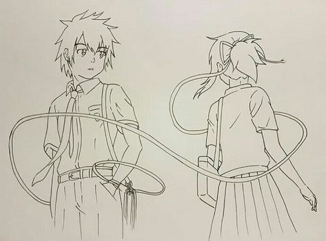 Mitsuha And Taki Drawing, Your Name Anime Art Drawing, Your Name Drawing Easy, Your Name Drawing Sketch, Your Name Art Drawing, Your Name Anime Sketch, Your Name Anime Drawing, Your Name Sketch, Your Name Manga