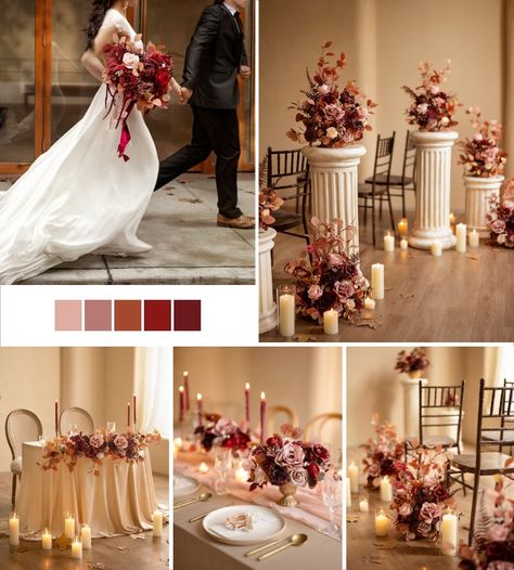 Wine Rose Gold Wedding, Dusty Pink And Burgundy Wedding Decor, Burgundy Pink And Rose Gold Wedding, Rosewood Wedding Decor, Burgundy And Dusty Rose Wedding Decor, Burgundy Dusty Rose Wedding, Pink Autumn Wedding, Burgundy And Dusty Rose Wedding, Dusty Rose And Burgundy Wedding