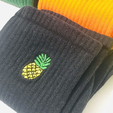 Pineapple Socks, Sock Gift, Tennis Socks, Embroidered Socks, Thoughtful Gifts For Her, Design Embroidery, Fruit Design, Colorful Socks, Sock Gifts