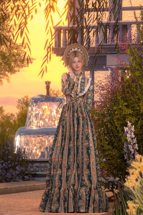 UPDATE - [SxSxH] Romance Fantasy Collaboration - Anna dress | Simna Sims World Sims World, Female Sims, Sims 4 Decades Challenge, Cc Hats, Medieval Ages, Victorian Hats, Anna Dress, Sims 4 Dresses, Royal Dresses