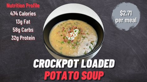 Crockpot Loaded Potato Soup | Zach Coen on Patreon Zach Coen Recipes, Zach Cohen Recipes, Crockpot Loaded Potato Soup, Zach Coen, Loaded Potato Soup, Weekly Meal Prep, Weekly Meal Plans, Loaded Potato, Meal Prep For The Week