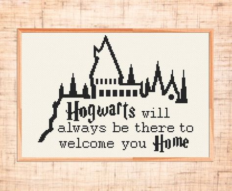 Hogwarts cross stitch pattern Modern cross stitch Welcome home cross stitch Harry Potter cross stitc Hogwarts Cross Stitch, Cross Stitch Welcome, Harry Potter Cross Stitch, Harry Potter Cross Stitch Pattern, Cross Stitch Harry Potter, Home Cross Stitch, Harry Potter Crochet, Perler Projects, Cross Stitch Boards