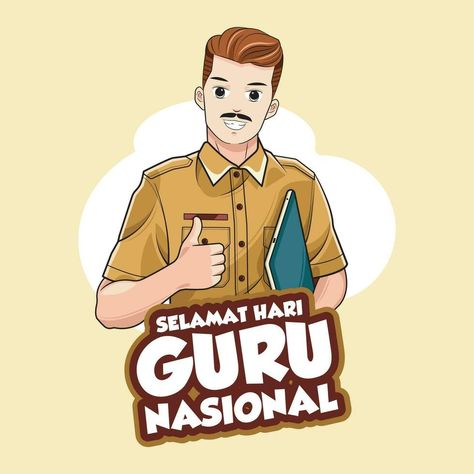 Selamat hari guru nasional or happy Indonesia teachers day. Vector illustration