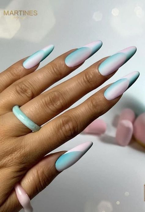 Illusion Nails, French Ombre Nails, Ombre French Nails, Girls Nail Designs, Dragon Nails, Aqua Nails, French Ombre, Tropical Nails, Subtle Nails