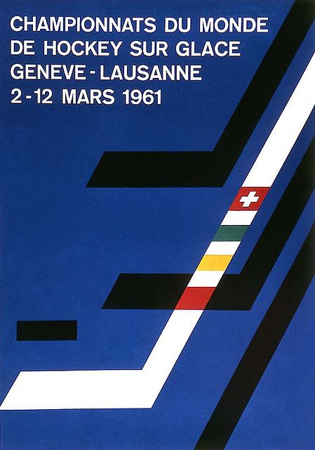 Swiss Graphic Design Olympics Poster, Switzerland Poster, Swiss Graphic Design, Award Poster, Illustration Design Graphique, Hockey Posters, Graphic Design Collection, Retro Graphics, Swiss Design