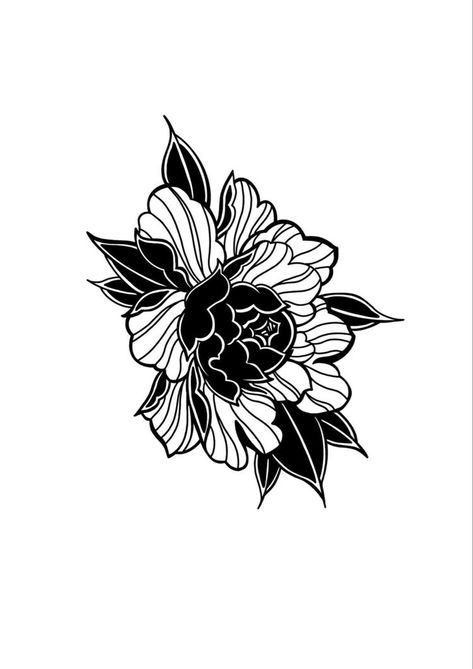 Black Flowers Tattoo, Easy Tattoos, Tattoos Drawing, Traditional Tattoo Flowers, Drawing Designs, Blackout Tattoo, Japan Tattoo Design, Flash Tattoo Designs, Gothic Tattoo