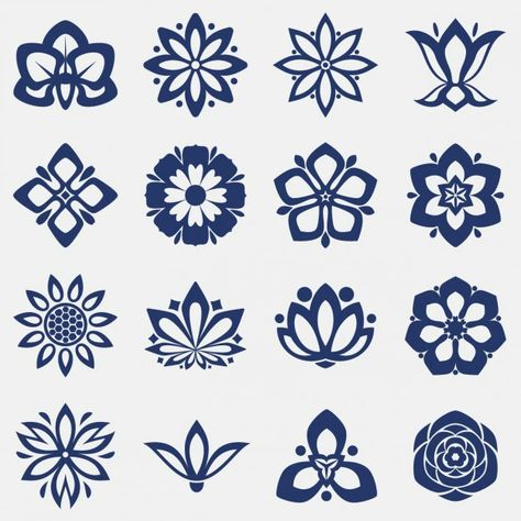 Ornament Pattern Design, Different Shapes Design, Freepik Vector Free, Natural Symbol, Embroidery Floral Designs, Flower Design Drawing, Floral Symbol, Flora Vector, Flor Vector