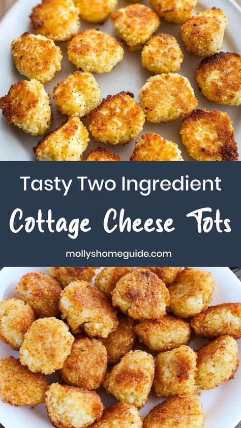 Looking for a simple and delicious snack idea? Try making two-ingredient cottage cheese tots! These crispy yet fluffy tots are perfect for satisfying your savory cravings. With just a few minutes of prep time, you can have a batch of these tasty treats ready to enjoy. Whether you serve them as an afternoon pick-me-up or enjoy them as a side dish, these cottage cheese tots are sure to be a new favorite in your household.

Ingredients
1 head of cauliflower
1 cup plain cottage cheese
1/2 cup bread Baked Goods With Cottage Cheese, Crispy Cottage Cheese Treats, Recipes To Use Up Cottage Cheese, Baby Cottage Cheese Recipe, Cottage Cheese With Eggs, Healthy Snacks Cottage Cheese, Cottage Cheese Baby Food Recipes, Cottage Cheese Tots, Pressed Cottage Cheese Recipes