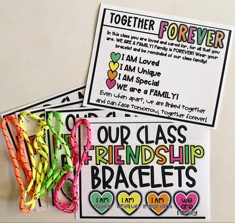 Our friendship bracelets are a reminder of our daily affirmations and classroom family mantra❤️ Classroom Gifts For Students, Our Class Is A Family, Classroom Family, I Am Special, I Am Unique, Family Bracelets, Classroom Gifts, Our Friendship, Social Emotional Learning