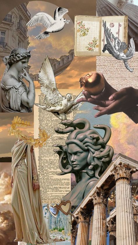 Greek Mythology Scrapbook Ideas, Greek Artwork Paintings, Ancient Greek Gods Aesthetic, Greek Asthetic Wallpers, Wallpapers Greek Mythology, Greek God Artwork, Mythology Astethic, Greek Mythology Aesthetics, Greek Mythology Moodboard