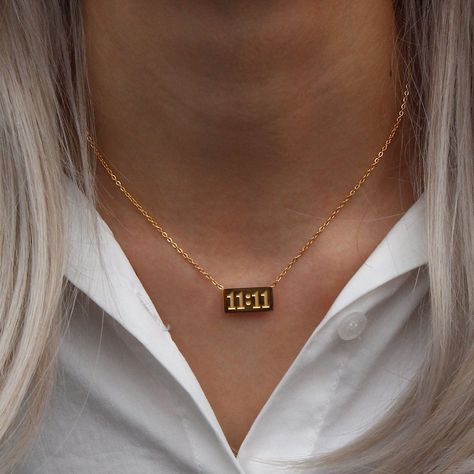 11 11 Aesthetic, 11 11 Angel Number, Number Jewelry, Number Necklace, Rectangle Pendant, Layering Necklaces, Jewellery Uk, Angel Number, Geometric Pendant