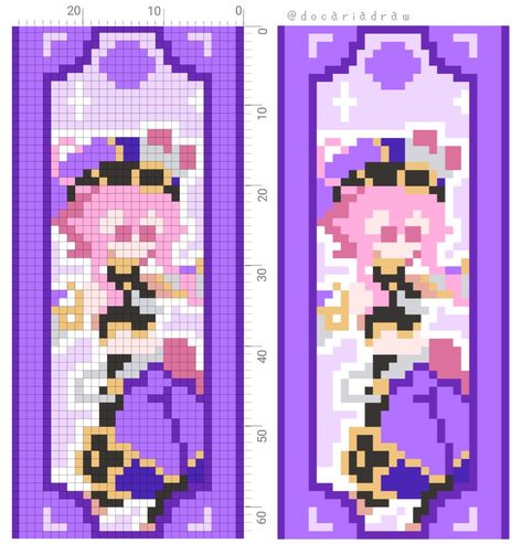 Genshin impact Pixel Characters, Cross Stitch Quotes, Beaded Banners, Pearl Beads Pattern, Easy Perler Beads Ideas, Pixel Art Templates, Pixel Art Grid, Beaded Bookmarks, Anime Pixel Art