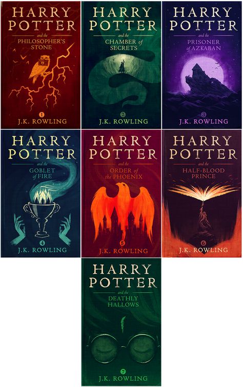 "I made new covers for Harry Potter. My eleven-year-old self is losing his mind right now." Olly Moss, Cover Harry Potter, Harry Potter Book Covers, Creative Book Covers, Harry Potter Book, Harry Potter Poster, Rowling Harry Potter, Harry Potter Deathly Hallows, Creative Books