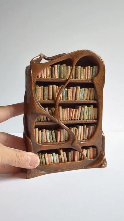 Bookshelf Miniature, Dollhouse Bookshelf, Miniature Bookshelf, Mini Bookshelf, Bookshelf Art, 2023 Art, World Crafts, Miniature Books, Miniature Furniture